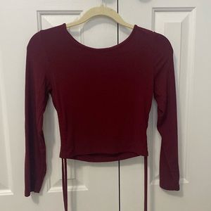 burgundy long sleeve adjustable top